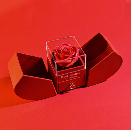 Red Preserved Rose Jewelry Box with Necklace – A Timeless Gift of Love, Elegance, and Lasting Beauty